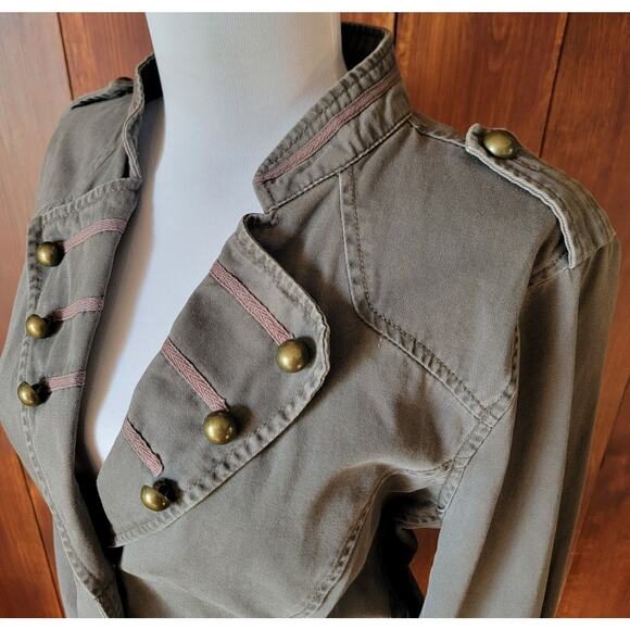 Sanctuary Surplus Gray Military Jacket Women XS-S Brass Button Epaulette Army - Picture 5 of 11